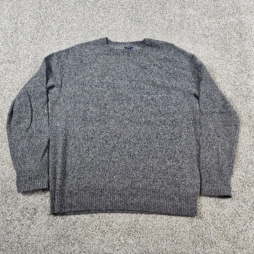 J Crew Sweater Mens XL Gray Lambswool Blend Heathered Raglan Crewneck Pullover